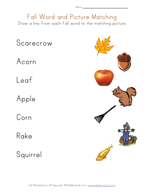 fall matching words