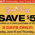 Walgreens:  $5 off $25 Coupon (6/10 – 6/11 only)