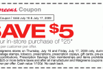 Walgreens: $5 off $25 Purchase Coupon (7/16 – 7/17 only)