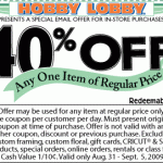 Hobby Lobby:  40% off Coupon