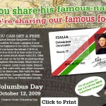 Spaghetti Warehouse: Chris' Get Free Meal on Columbus Day