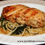 Grilled Chicken over Lemon Pasta with Spinach