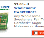 Printable Coupons:  $2/1 Wholesome Sweetners, Earth Grains Bread, Kashi and more