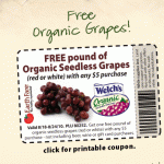 Earthfare:  Free Organic Grapes with $5 purchase