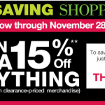 Kohl’s:  Thanksgiving Shopping Pass for 15% off Entire Purchase