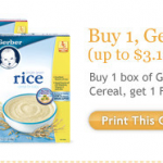 Buy One Get One Free Gerber Infant Cereal