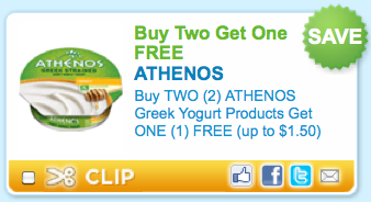Athenos Greek Yogurt B2G1 Free Coupon