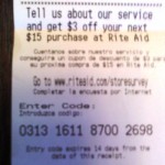 $3 off $15 Purchase Rite Aid Coupon