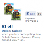 $1 off Dole Salad Blends Coupon