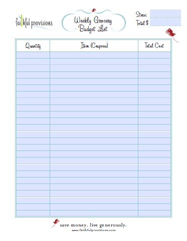 planner pages grocery calendar budget
