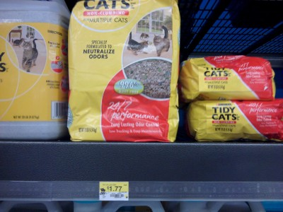 10 lb bag of Tidy Cats Litter for $.67