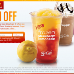 McDonald’s: $1 off any size McCafe Frozen Strawberry Lemonade, Frappe, or Real Fruit Smoothie