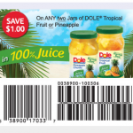 $1/2 Dole Tropical Fruit or Pineapple Printable Coupon