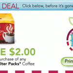 $2/1 Folgers Filter Packs Coffee