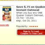 Kroger Cart Buster Deal: $.75 Off Quaker Instant Oatmeal