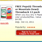 FREE Pepsi or Mountain Dew Throwback 12-pack