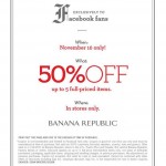 TODAY ONLY 50% Off at Banana Republic