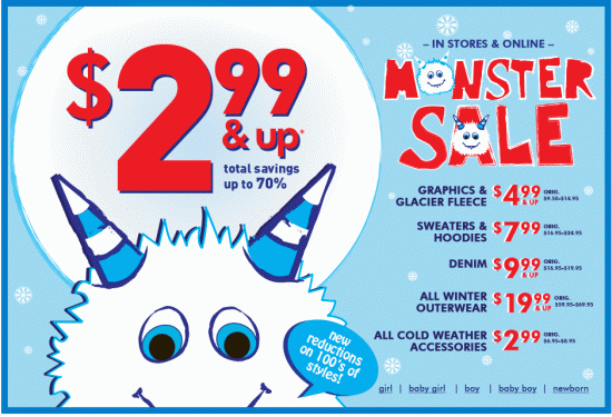 Children’s Place Monster Sale Starting at $2.99