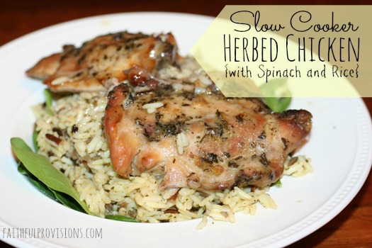 Slow Cooker Herb Chicken with Spinach