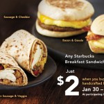 Starbucks Breakfast Sandwich or Wrap Only $2
