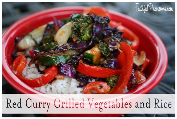 Red Curry Grilled Vegetables over Rice