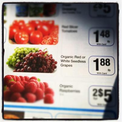 Sale on Organic Grapes at Kroger