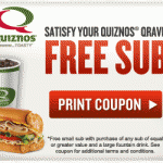 Quiznos: Buy One, Get One Free Sub Coupon