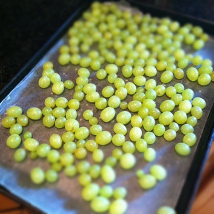 Frozen Grapes on a Tray
