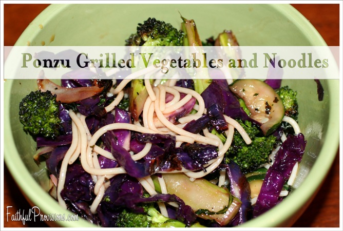 Grilled Vegetables Over Noodles with Ponzu Sauce