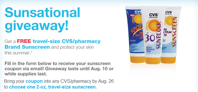 Free Sunscreen at CVS