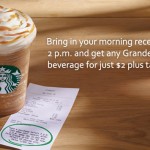 Starbucks Treat Receipt | $2 Cold Beverage