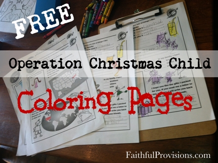 Free Coloring Pages for Christmas Shoeboxes for Kids