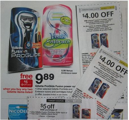 Gillette Fusion ProGlide Razor only $.89 at Target