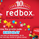 Redbox: FREE Rental on October 10th