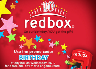 Redbox Free Movie Rental on their Birthday