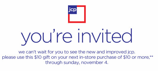 JC Penney Coupon - $10 off $10 Purchase