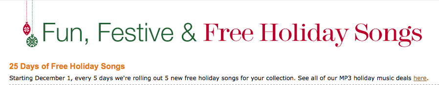25 Days of Free holiday music from Amazon