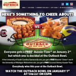 FREE Aussie-Tizer at Outback Steakhouse on January 2nd