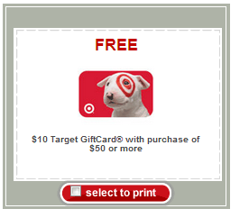 $10 Target Gift Card when you spend $50