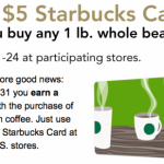 Free $5 Starbucks Gift Card With Purchase of Whole Bean Coffee