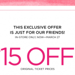 The Limited Coupon: $15 Off Purchase Printable Coupon