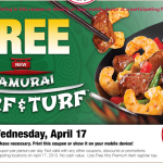 Reminder: Get Your Free Samurai Surf & Turf at Panda Express TODAY