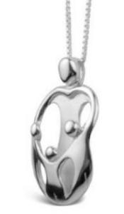 Sterling Silver Mother and 3 Children Pendant Necklace