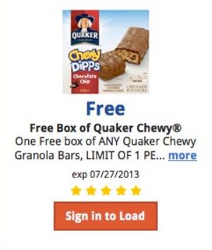 Free Box Quaker Chewy Granola Bars