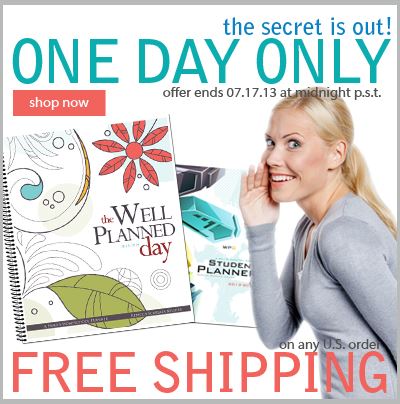 Today Only Free Shipping on Planners