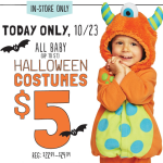 Old Navy: $5 Costumes for Baby & Toddlers, Today Only!