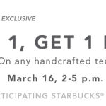 Starbucks: Buy Get One Free Tea Today ONLY (2-5p)