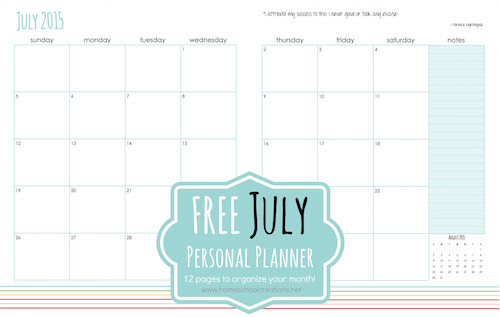 July Personal Planner Pages