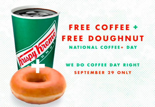 Krispy Kreme Free coffee and donut
