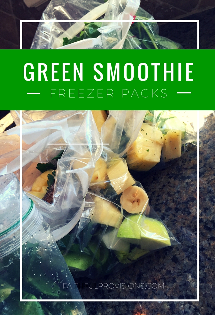 Green Smoothie Freezer Packs - A healthy blender smoothie, loaded with nutrients for detoxification and anti-inflammatory benefits to make breakfast easy. 